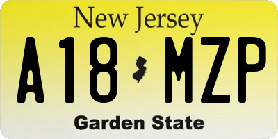 NJ license plate A18MZP