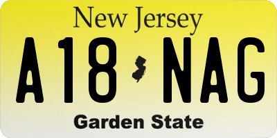 NJ license plate A18NAG