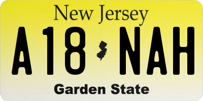 NJ license plate A18NAH