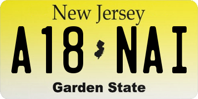 NJ license plate A18NAI