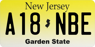 NJ license plate A18NBE