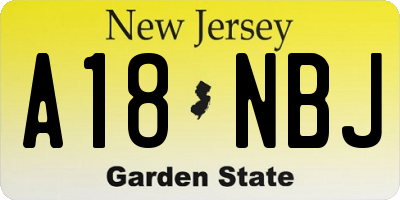 NJ license plate A18NBJ