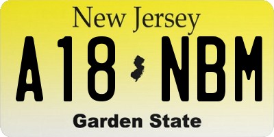 NJ license plate A18NBM