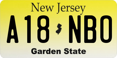NJ license plate A18NBO