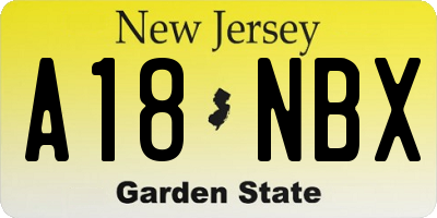 NJ license plate A18NBX