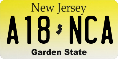 NJ license plate A18NCA