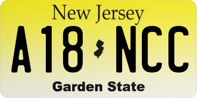 NJ license plate A18NCC