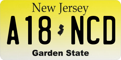 NJ license plate A18NCD