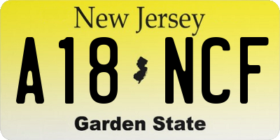NJ license plate A18NCF