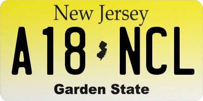NJ license plate A18NCL
