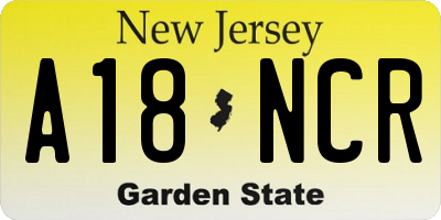 NJ license plate A18NCR