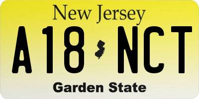 NJ license plate A18NCT