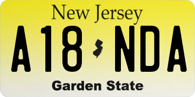 NJ license plate A18NDA
