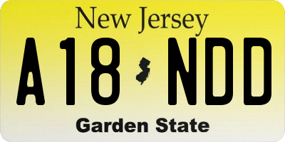 NJ license plate A18NDD