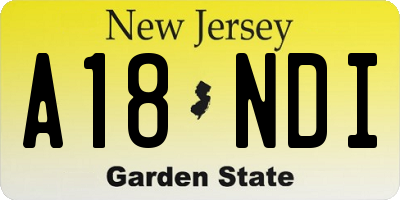 NJ license plate A18NDI