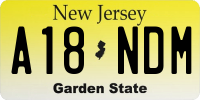NJ license plate A18NDM