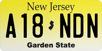 NJ license plate A18NDN