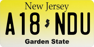 NJ license plate A18NDU