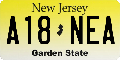 NJ license plate A18NEA