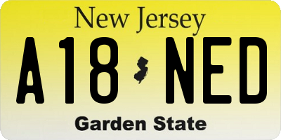 NJ license plate A18NED