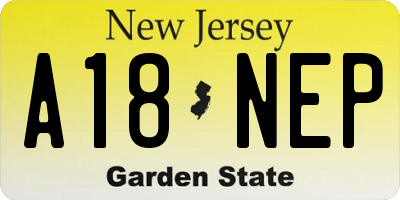 NJ license plate A18NEP