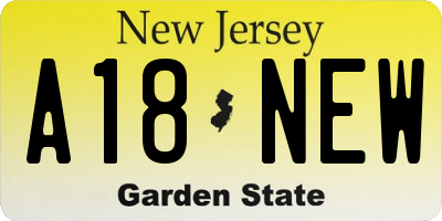 NJ license plate A18NEW