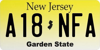 NJ license plate A18NFA