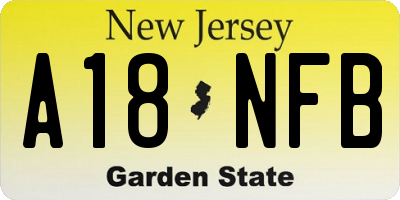 NJ license plate A18NFB