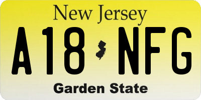 NJ license plate A18NFG
