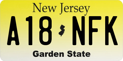 NJ license plate A18NFK