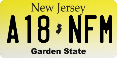 NJ license plate A18NFM