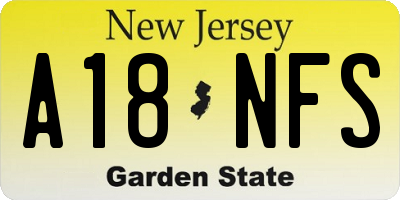 NJ license plate A18NFS