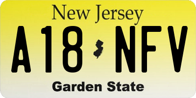 NJ license plate A18NFV