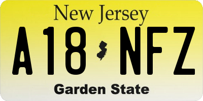 NJ license plate A18NFZ
