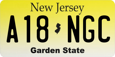 NJ license plate A18NGC