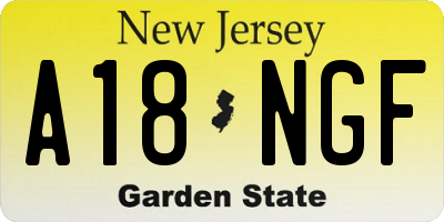 NJ license plate A18NGF