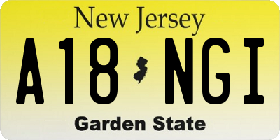 NJ license plate A18NGI