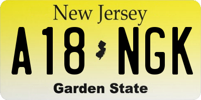 NJ license plate A18NGK
