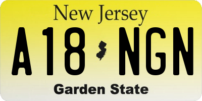 NJ license plate A18NGN