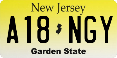 NJ license plate A18NGY