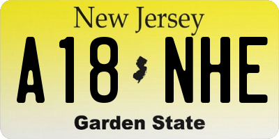 NJ license plate A18NHE