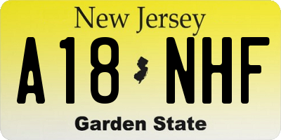 NJ license plate A18NHF