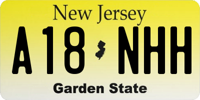 NJ license plate A18NHH