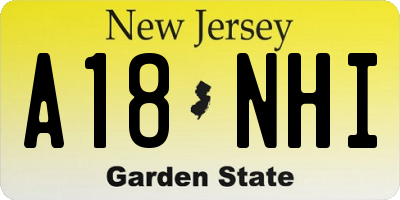 NJ license plate A18NHI
