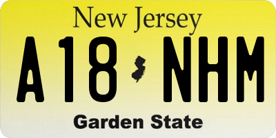 NJ license plate A18NHM