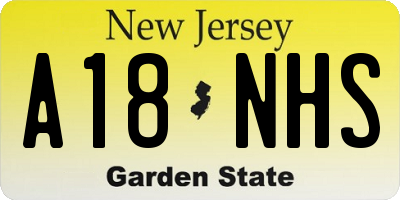 NJ license plate A18NHS