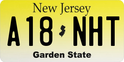 NJ license plate A18NHT