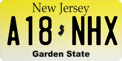 NJ license plate A18NHX