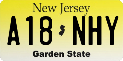 NJ license plate A18NHY