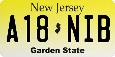 NJ license plate A18NIB